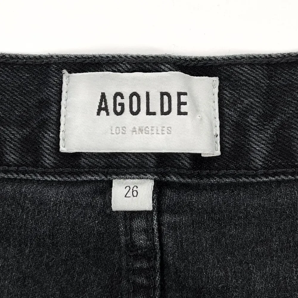 AGOLDE Parker Vintage Cutoff Denim Shorts Black Vortex Size 26 - Picture 3 of 5